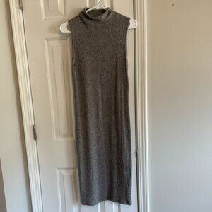 Antistar Gray Ribbed Sleeveless Turtleneck Sweater Dress | Size M